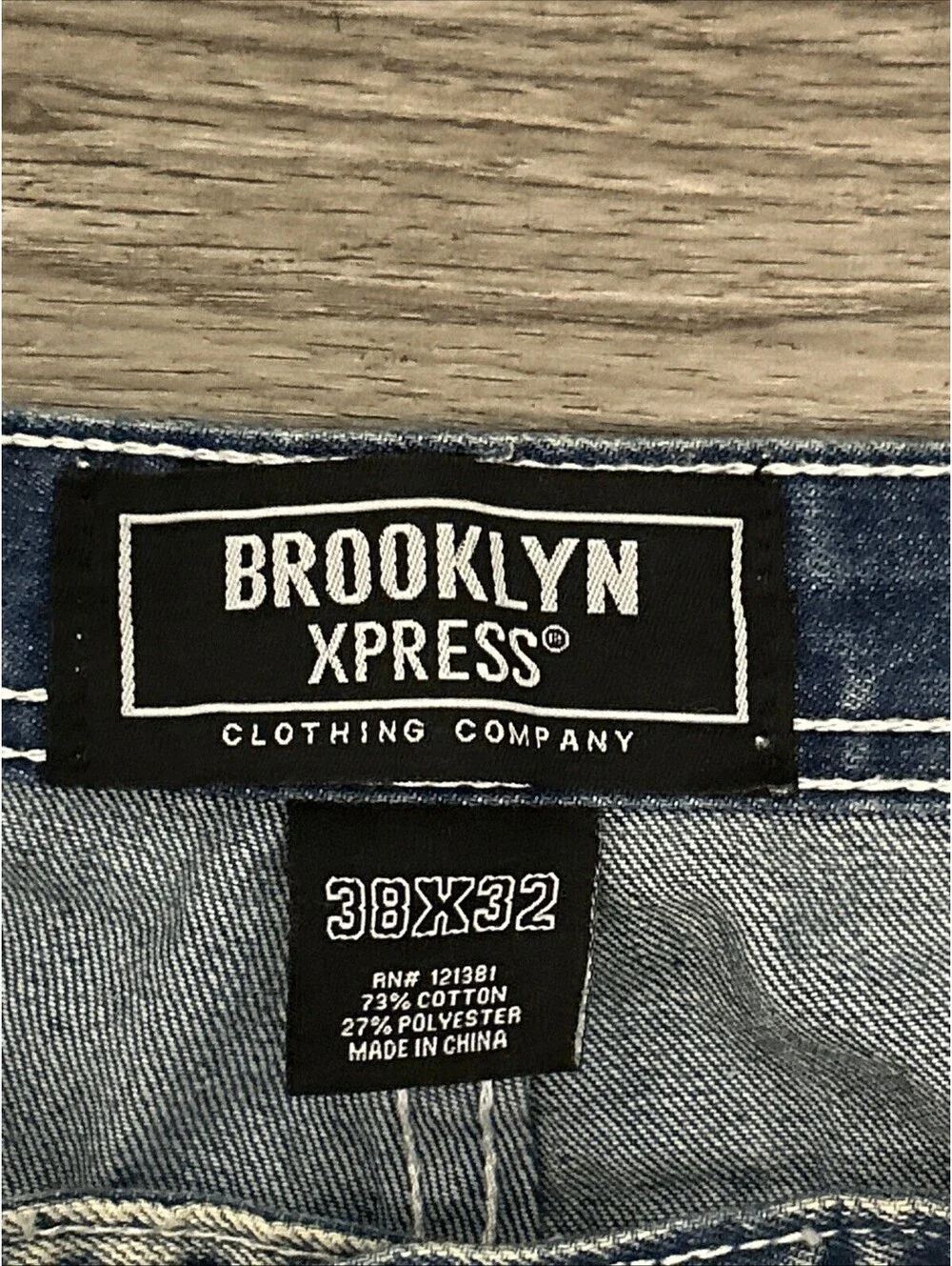 Men's Brooklyn Express Jeans  38/32 Blue Distressed Stars & Stripes Patches